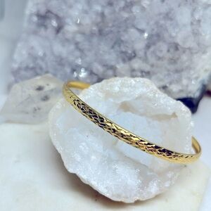 Diamond Cut Gold over Sterling Hinge Bangle Bracelet